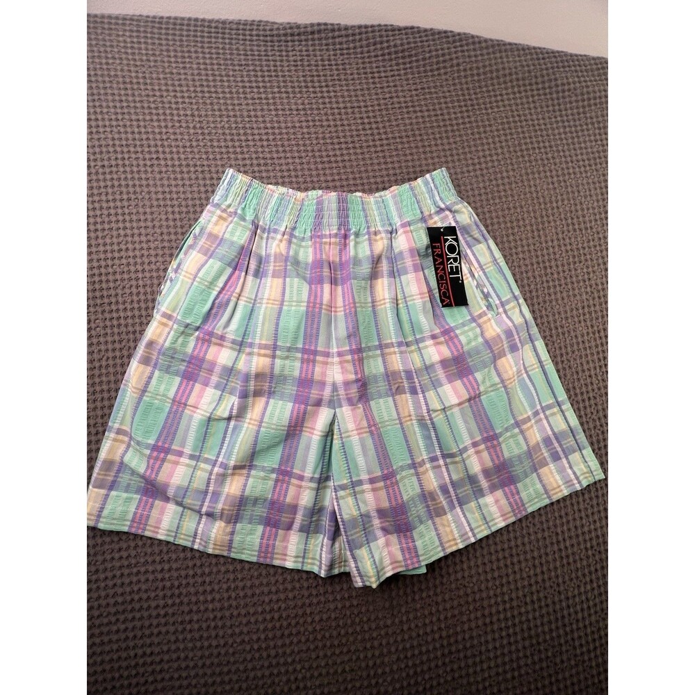 Koret Francisca Plaid Shorts Pleated Front Women's LP High Waisted Vtg NOS Mom